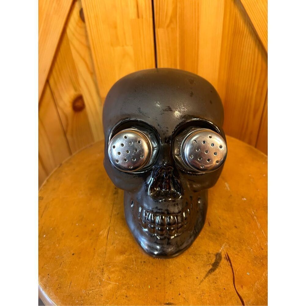 Skull Eyes Stoneware Salt and Pepper Set New In Box (8941)